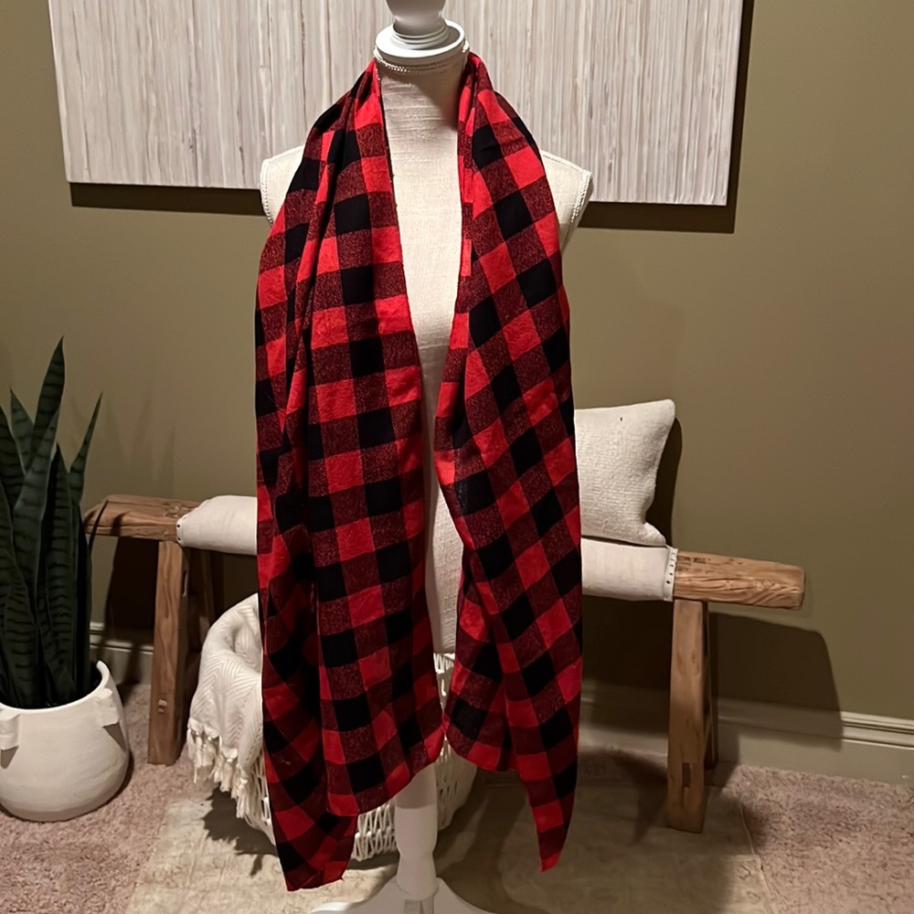 Red and Black Buffalo Check Scarf